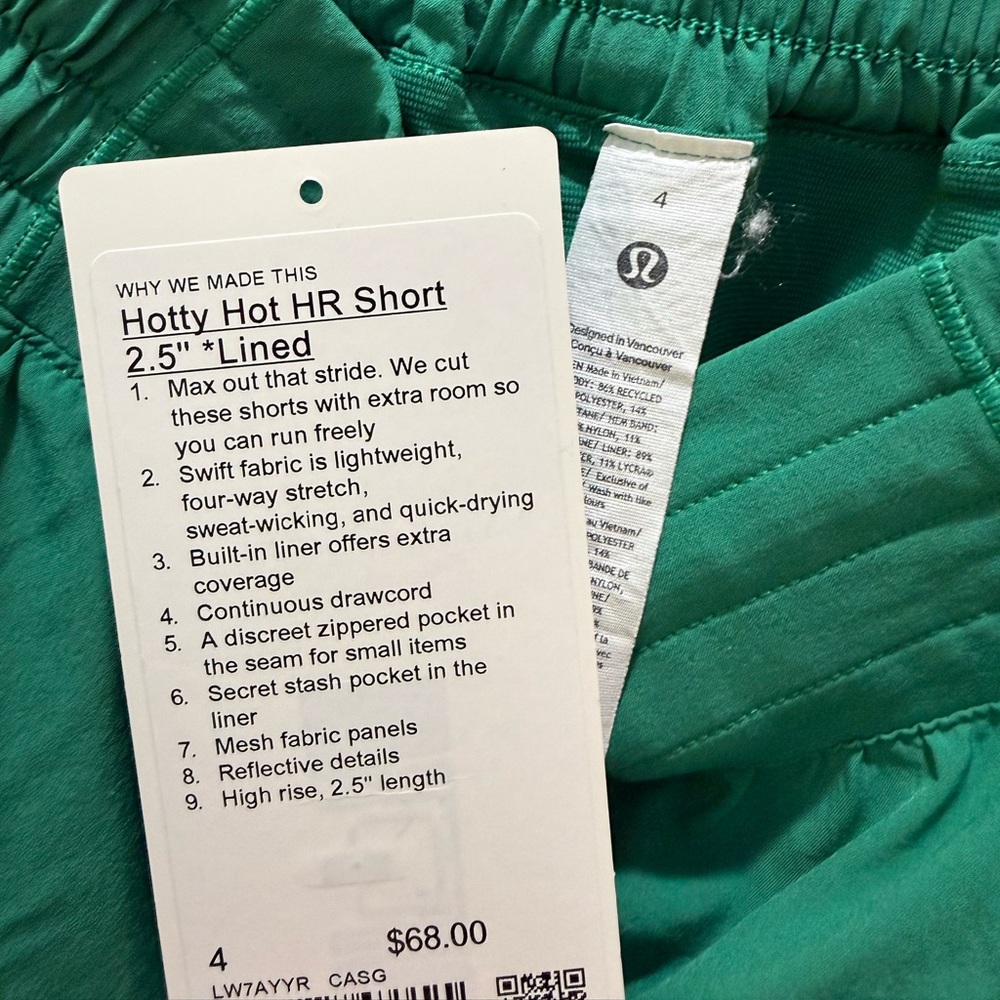 Lululemon Hotty Hot HR Short 2.5” Lined. Cascadia Green. Size 4. - Picture 4 of 4